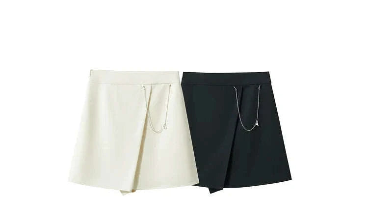 A-Line Skort Skirt Shorts for Women Office Style Mid Waist-Grey skirt / L