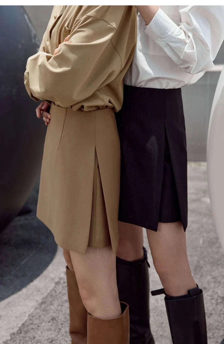 A-Line Skort Skirt Shorts for Women Office Style Mid Waist-Grey skirt / L