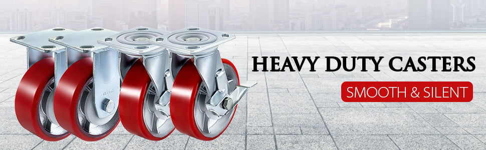 6" Heavy Duty Caster Wheels Set 1000 lb Each with Brake