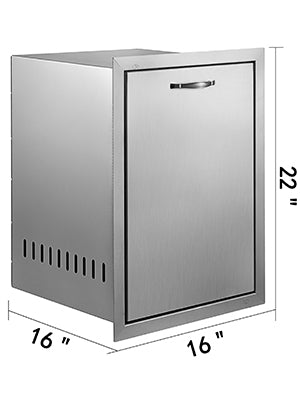 Cajón Extraíble de Acero Inoxidable para Basura en Cocina Exterior