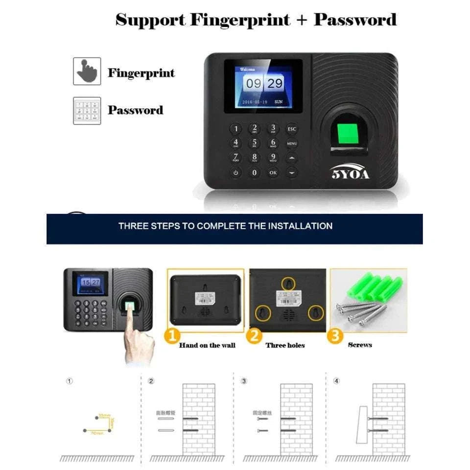 A10FY Fingerprint Attendance System Time Clock-Russian