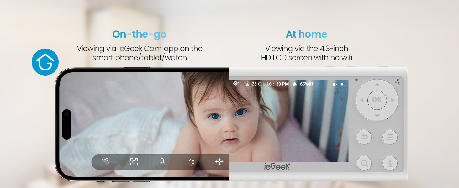 ieGeek 1080P Baby Monitor with 2 Cameras and Split Screen