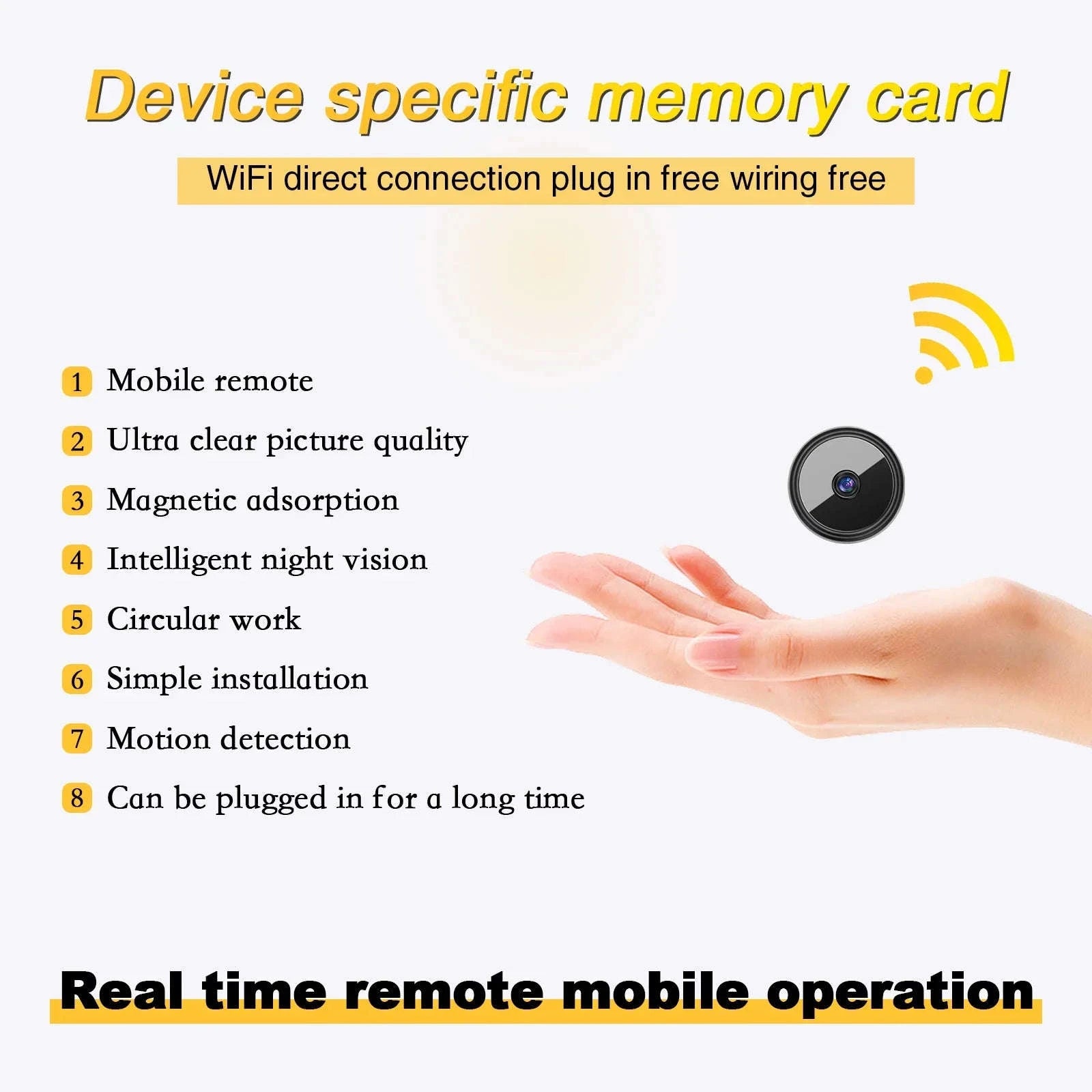 A7 Mini Hidden Camera 1080P WiFi Pet & Home Monitoring-United States