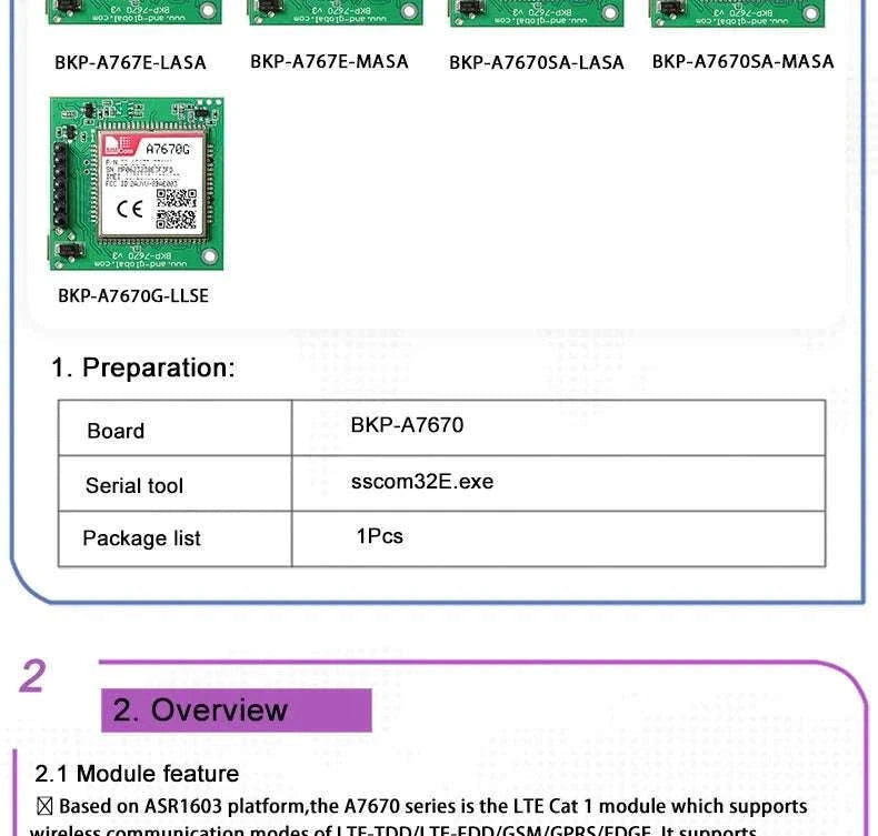 A7670E LTE Cat 1 4G Module Breakout Kit with Nano SIM Slot-LTE version 2