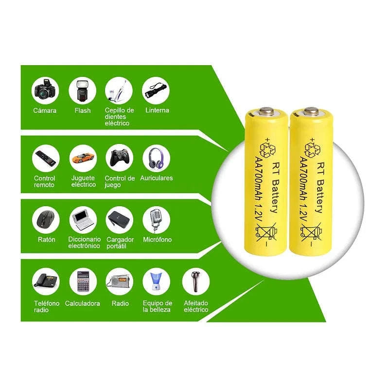AA 1.2V 700mAh Ni-MH Rechargeable Batteries-10Pcs / 1.2V / United States
