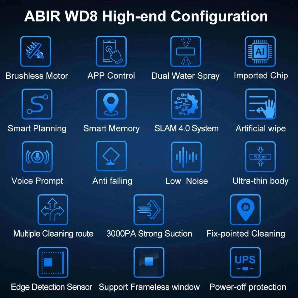 ABIR WD8 Robot Window Cleaner with Dual Spray-spain / Yes