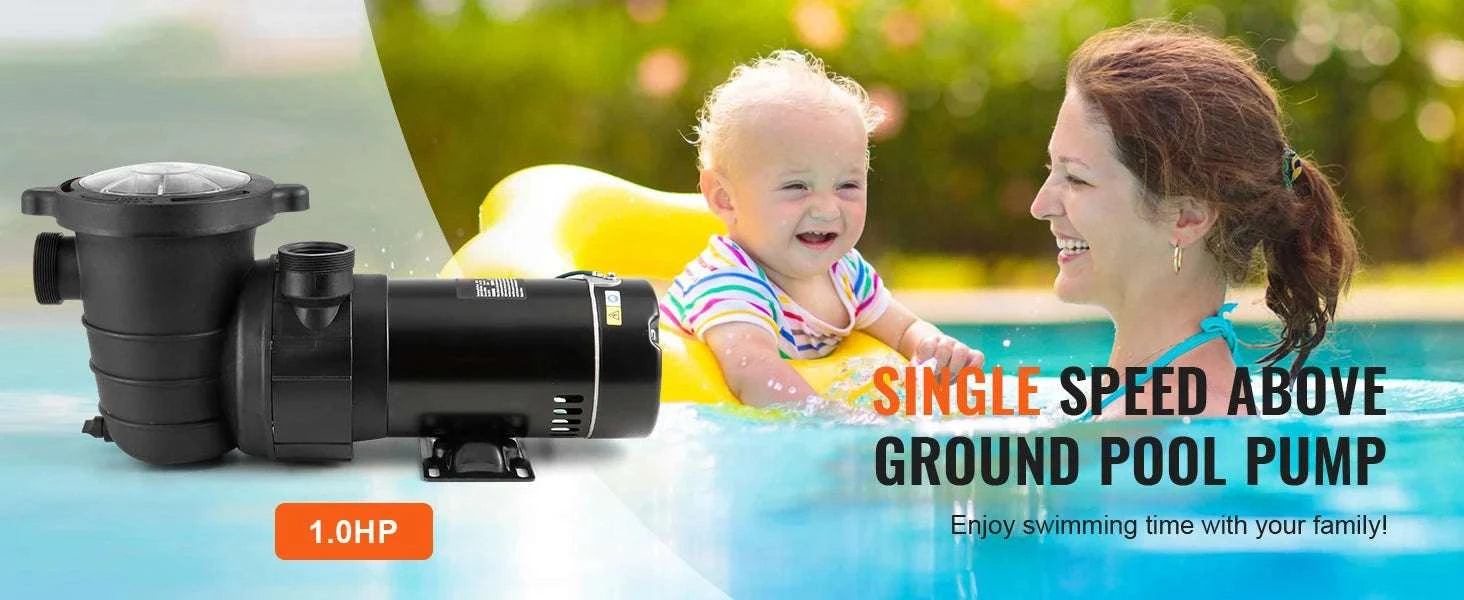 Above Ground Pool Pump 1HP–2HP Single Speed with Filter Basket-1HP AC110V-240V / US / United States