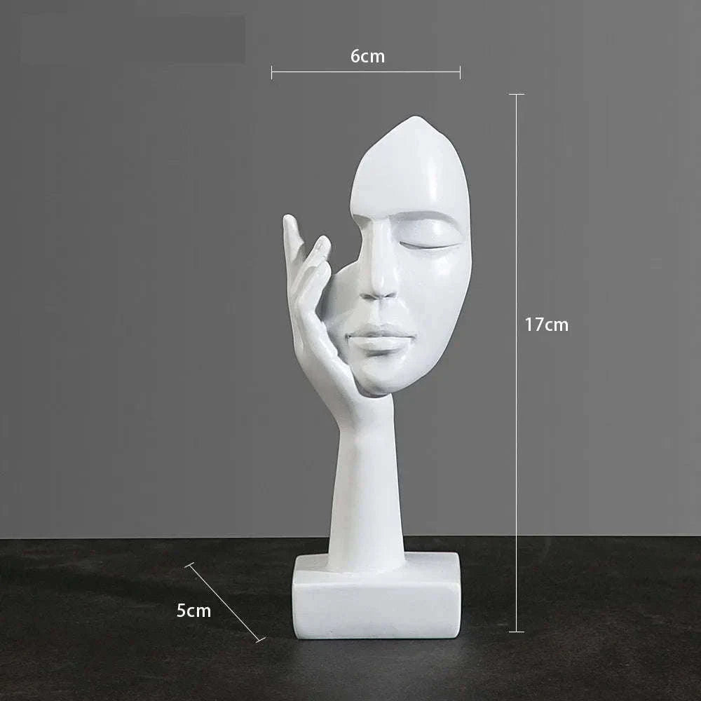 Abstract Resin Mask Statue Figurine for Modern Home Decor-Gold 4