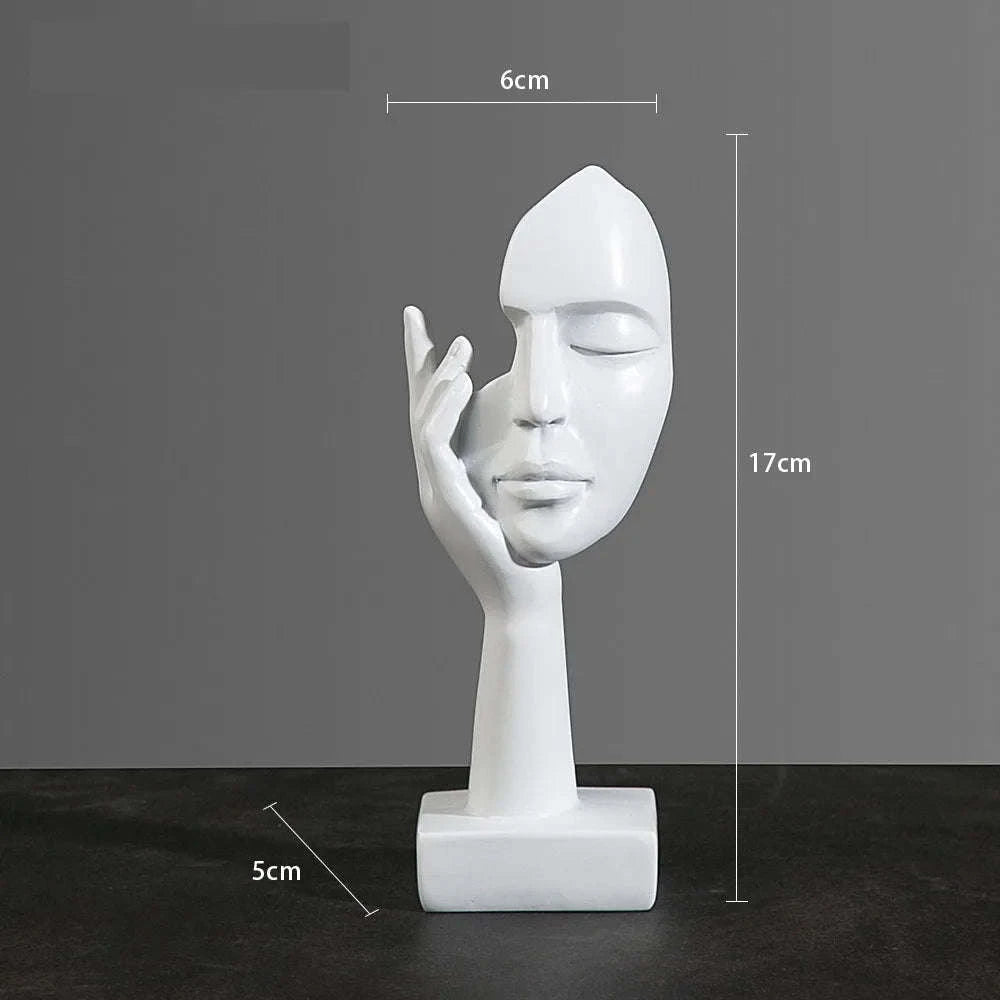 Abstract Resin Mask Statue Figurine-White 4
