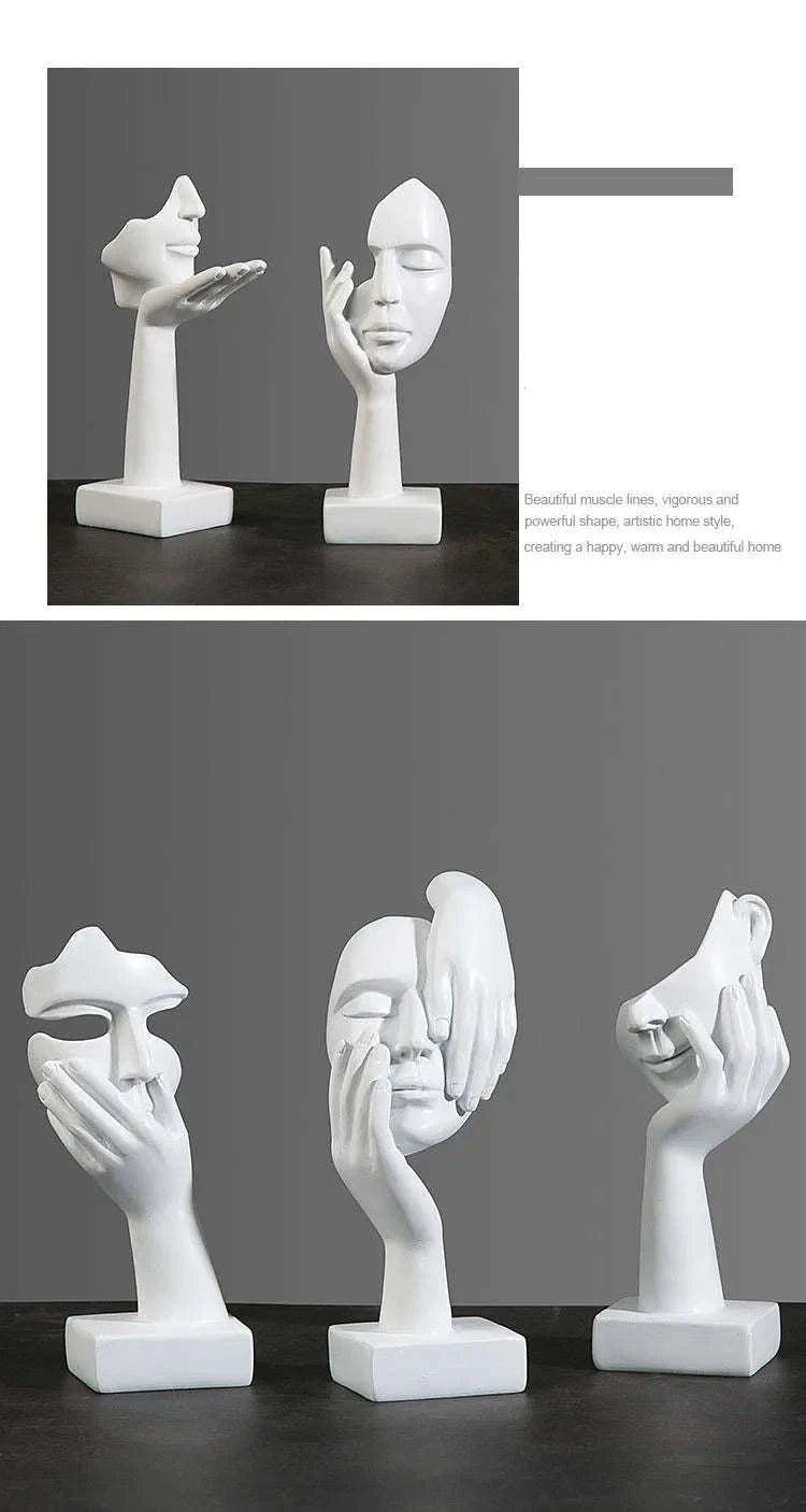 Abstract Resin Mask Statue Figurine-White 4