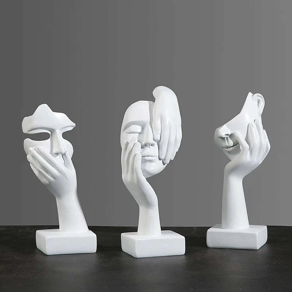 Abstract Resin Mask Statue Figurine-White 4