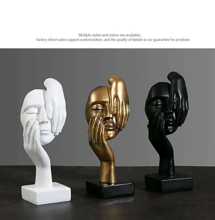 Abstract Resin Mask Statue Figurine-White 4