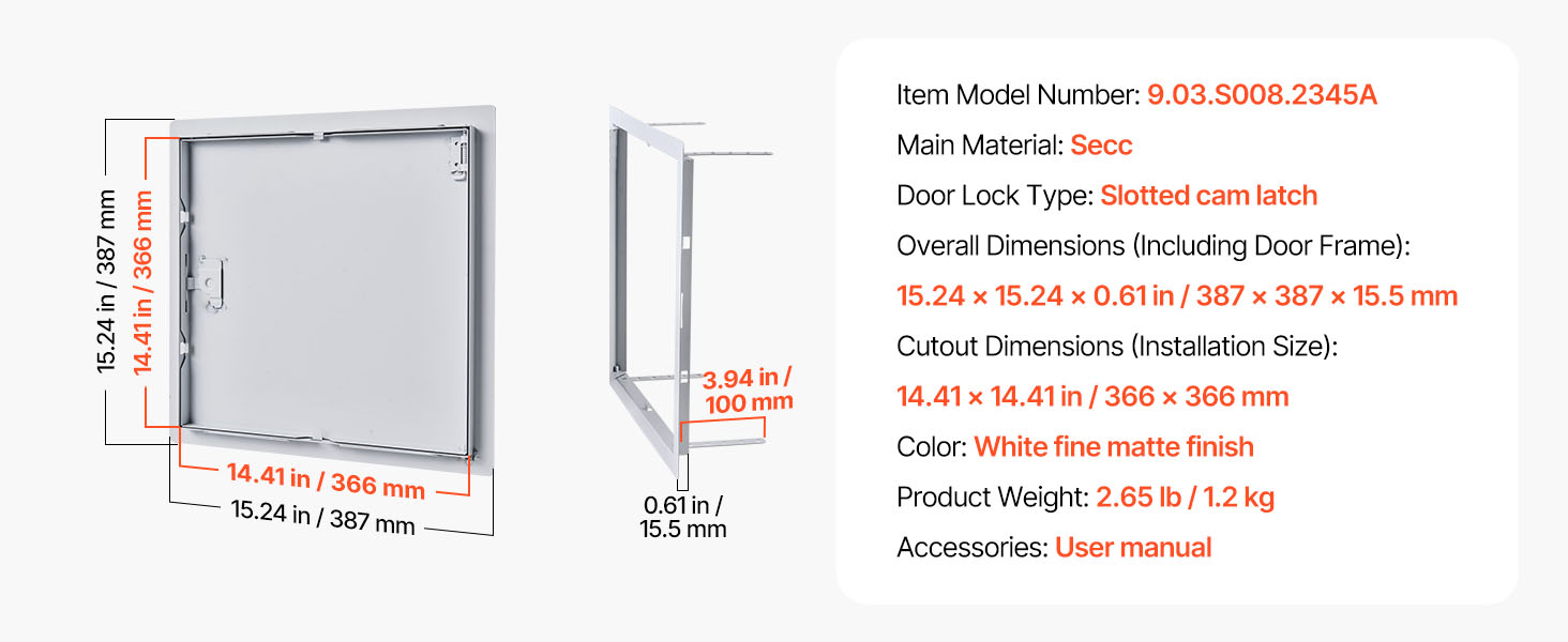 Galvanized Steel Access Panel for Drywall, Ceiling, Plumbing and Electrical Access