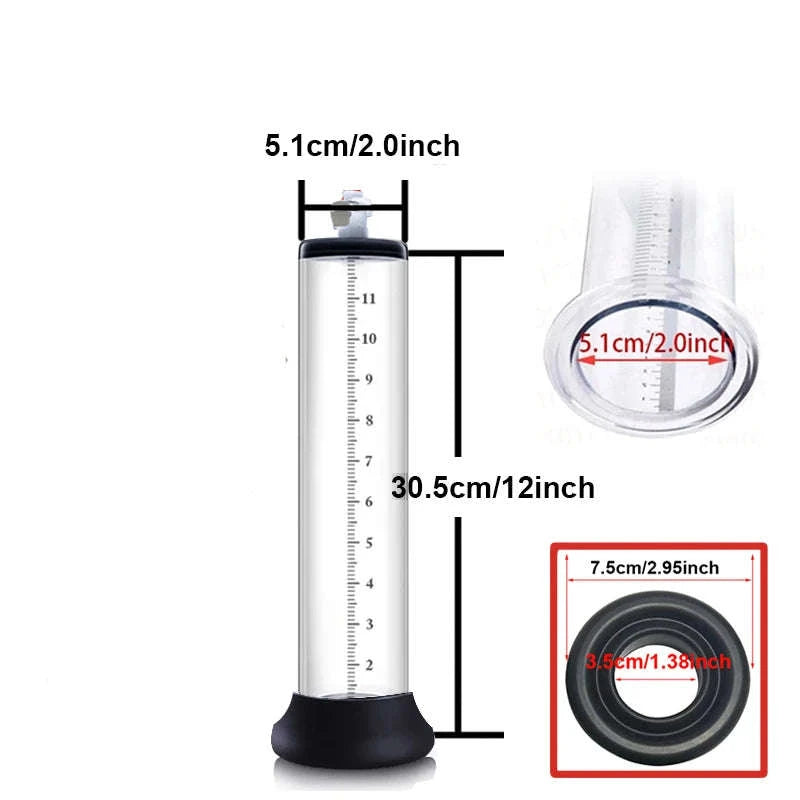 Acrylic Penis Pump Manual Vacuum Penis Enlarger-A5(4.4-30.5cm) kit