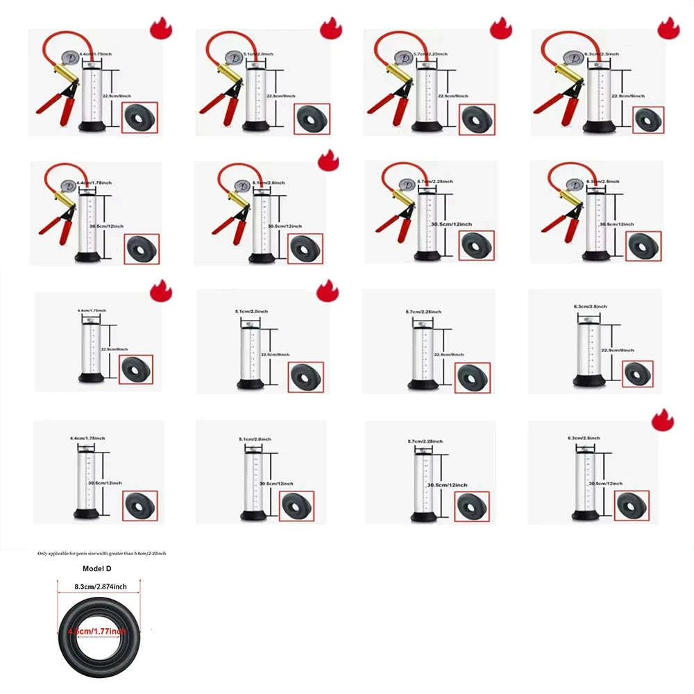 Acrylic Penis Pump Manual Vacuum Penis Enlarger-A5(4.4-30.5cm) kit