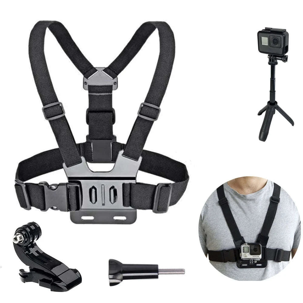 Action Camera Chest Strap Mount for Immersive POV Recording-Set 2 / CHINA