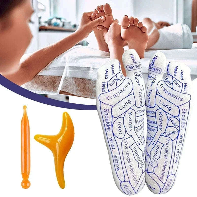 Acupressure Foot Massage Socks with Reflexology Zones-Women with tool A