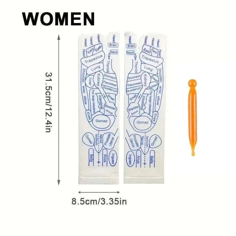 Acupressure Foot Massage Socks with Reflexology Zones-Women with tool A