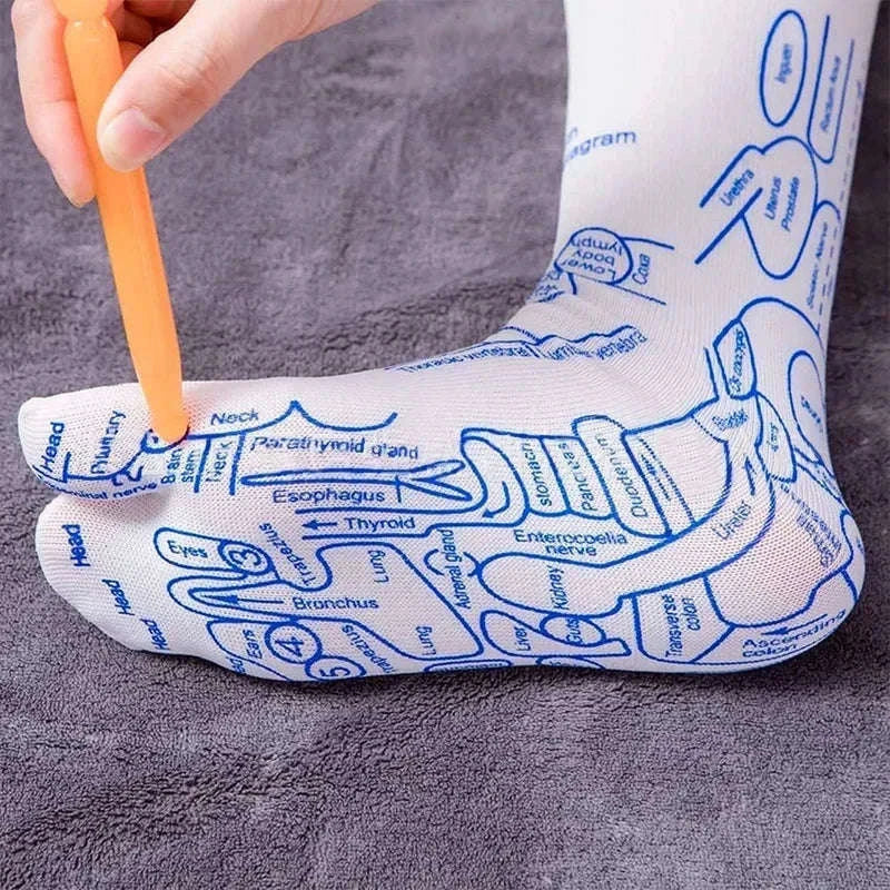 Acupressure Foot Massage Socks with Reflexology Zones-Women with tool A