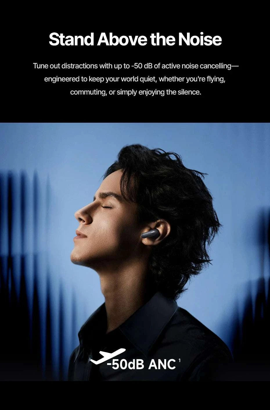 Adaptive ANC Wireless Earbuds with Dolby Audio & 45H Battery-White