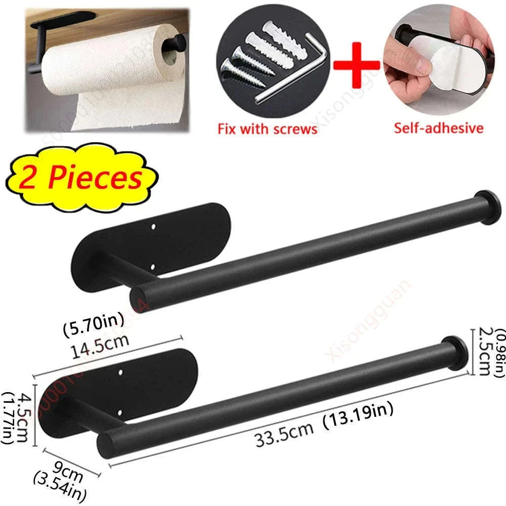 Adhesive Paper Towel Holder – No-Drill Wall Mount-1Pc Gold Short Rack