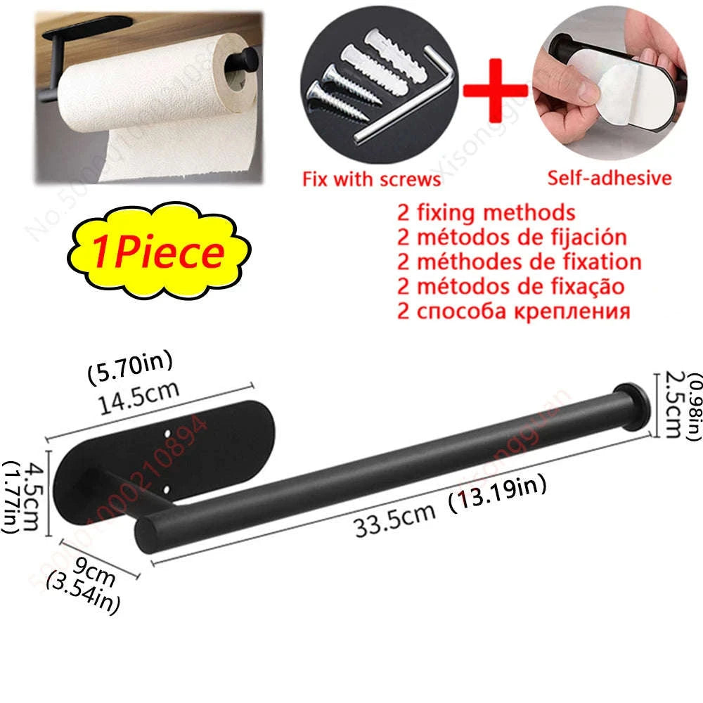 Adhesive Paper Towel Holder – No-Drill Wall Mount-1Pc Gold Short Rack