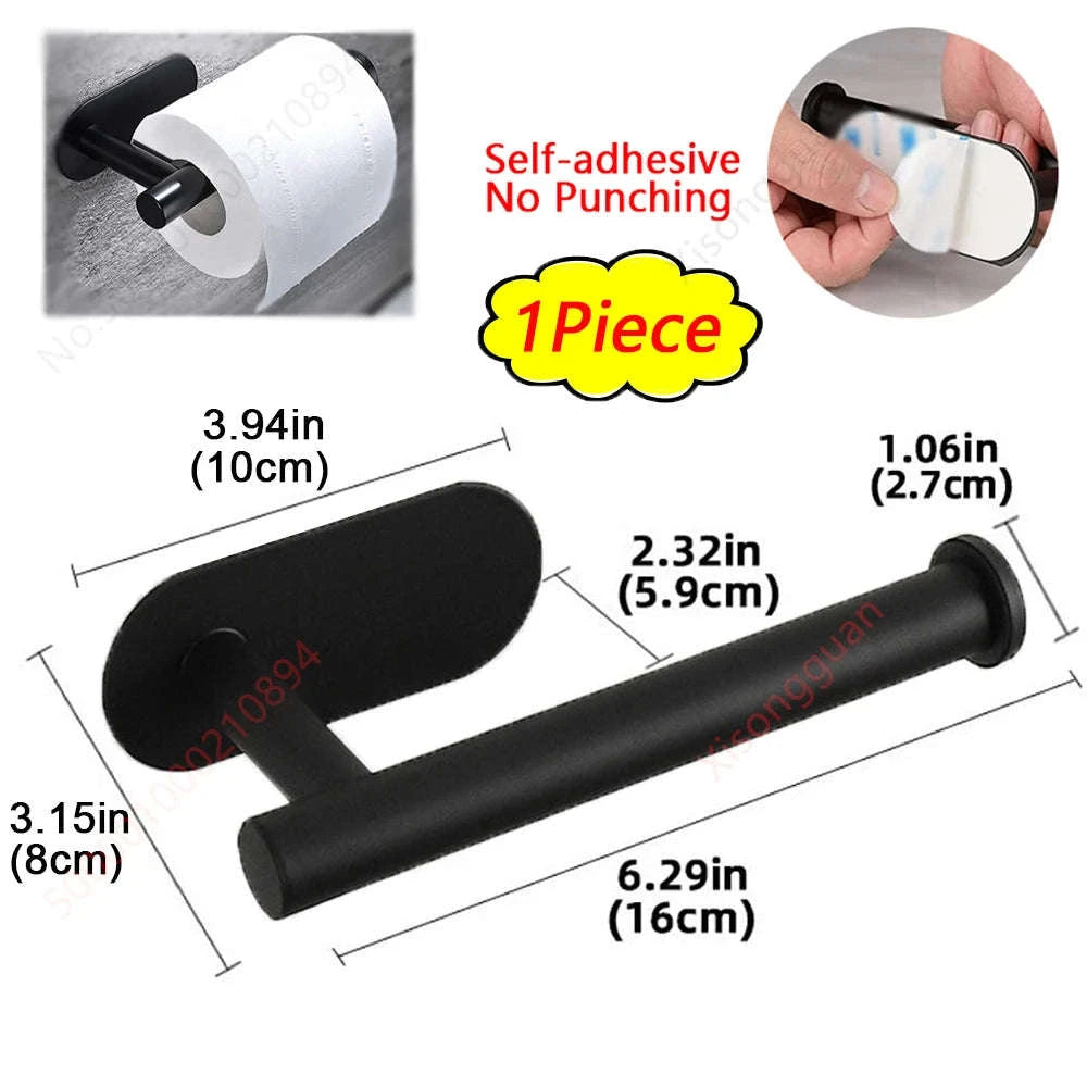 Adhesive Paper Towel Holder – No-Drill Wall Mount-1Pc Gold Short Rack