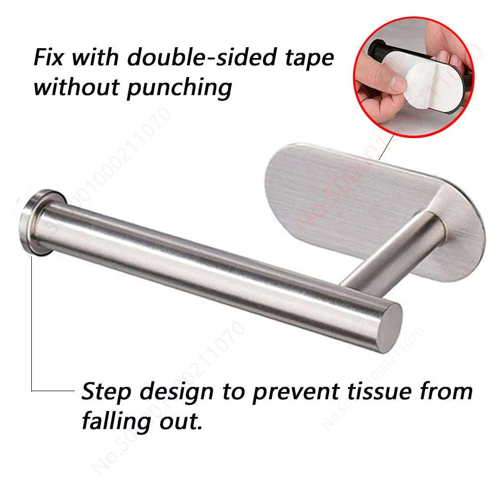 Adhesive Paper Towel Holder – No-Drill Wall Mount-1Pc Gold Short Rack
