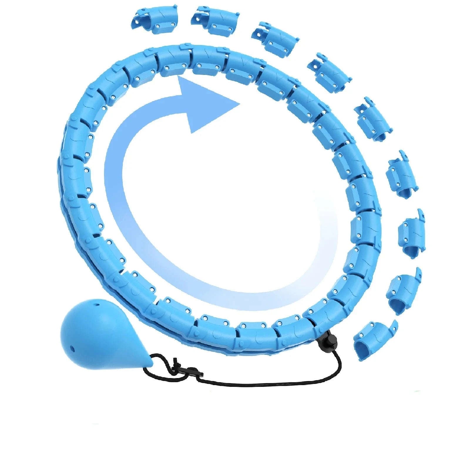 Adjustable 24-Knot Weighted Exercise Hoop for Bodybuilding & Weight Loss-24 Blue