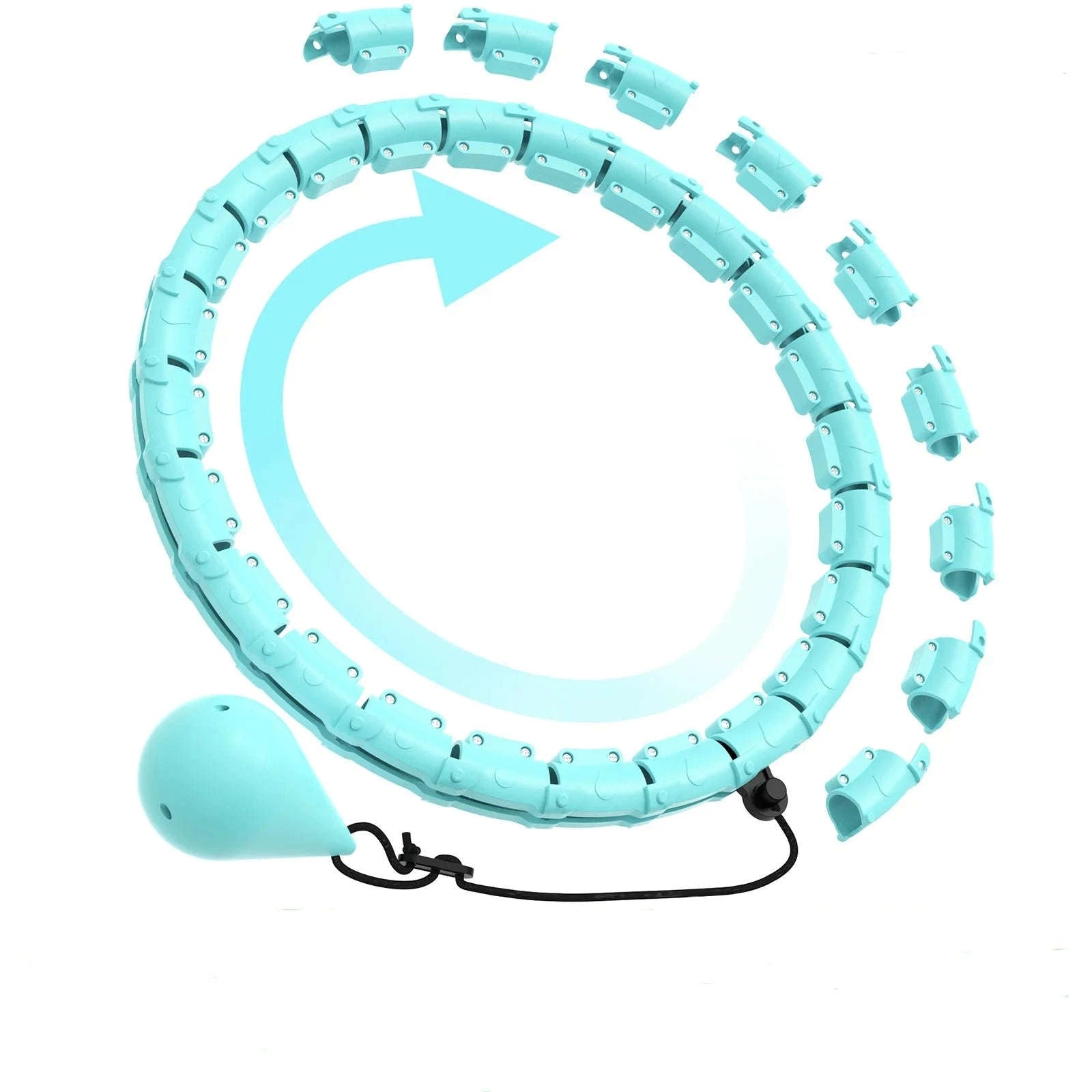 Adjustable 24-Knot Weighted Exercise Hoop for Bodybuilding & Weight Loss-24 Blue