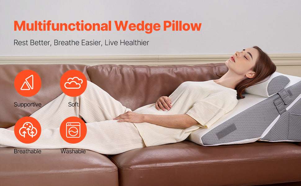 Adjustable 3-Piece Bed Wedge Pillow Set for Sleep & Recovery-3 Pcs / United States
