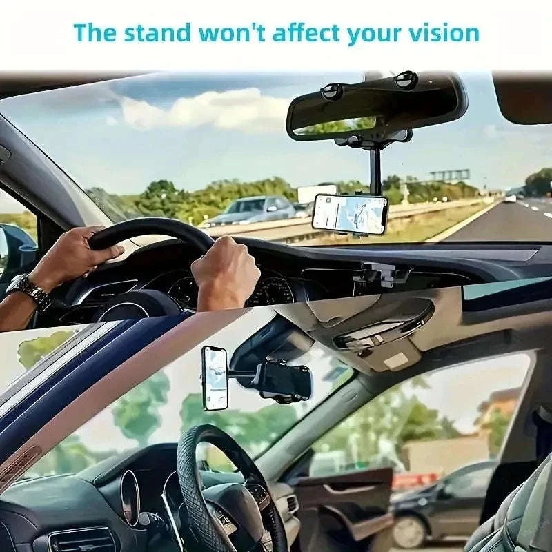 Adjustable 360° Rearview Mirror Phone Holder-1pc