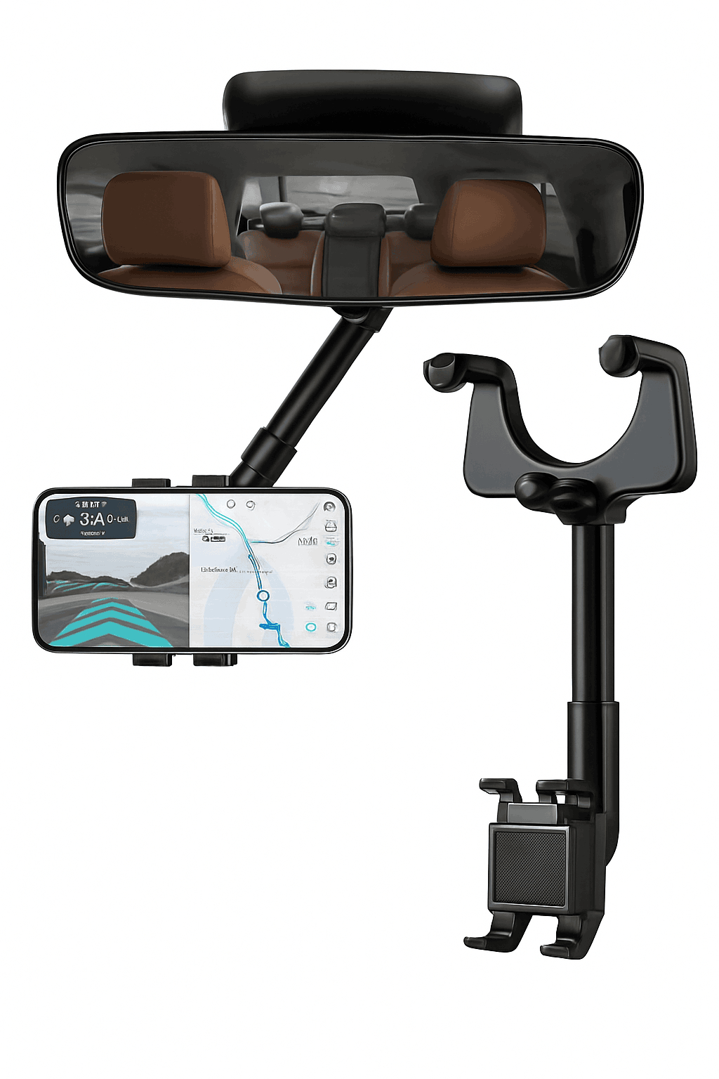 Adjustable 360° Rearview Mirror Phone Holder-1pc