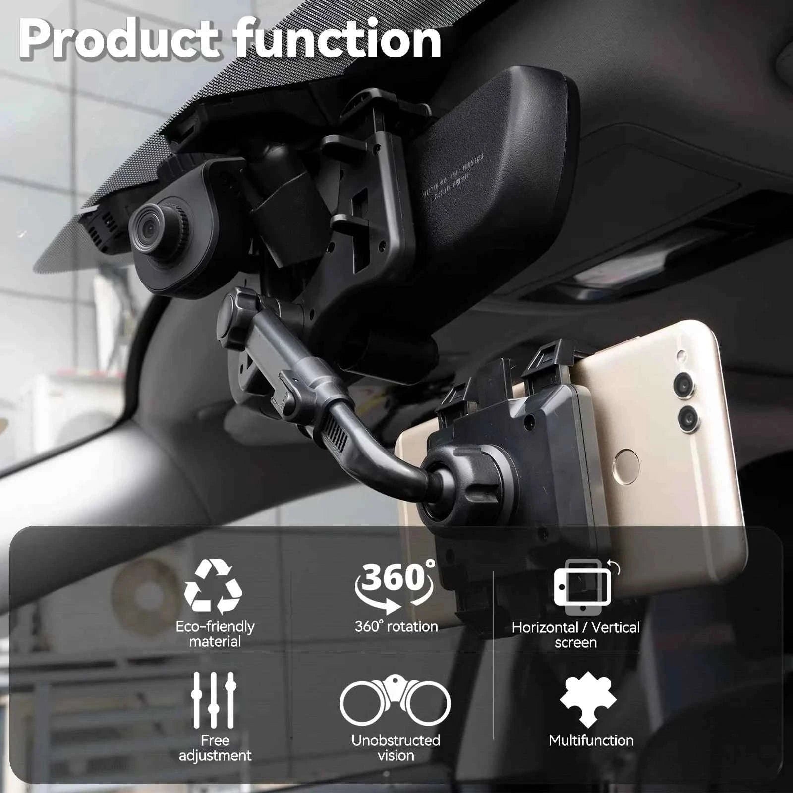 Adjustable 360° Rearview Mirror Phone Holder-1pc
