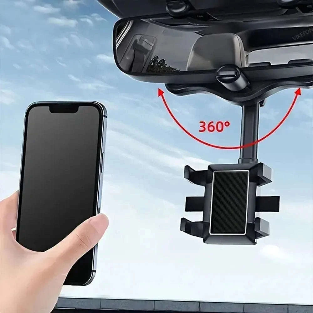 Adjustable 360° Rearview Mirror Phone Holder-1pc