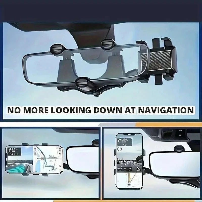 Adjustable 360° Rearview Mirror Phone Holder-1pc
