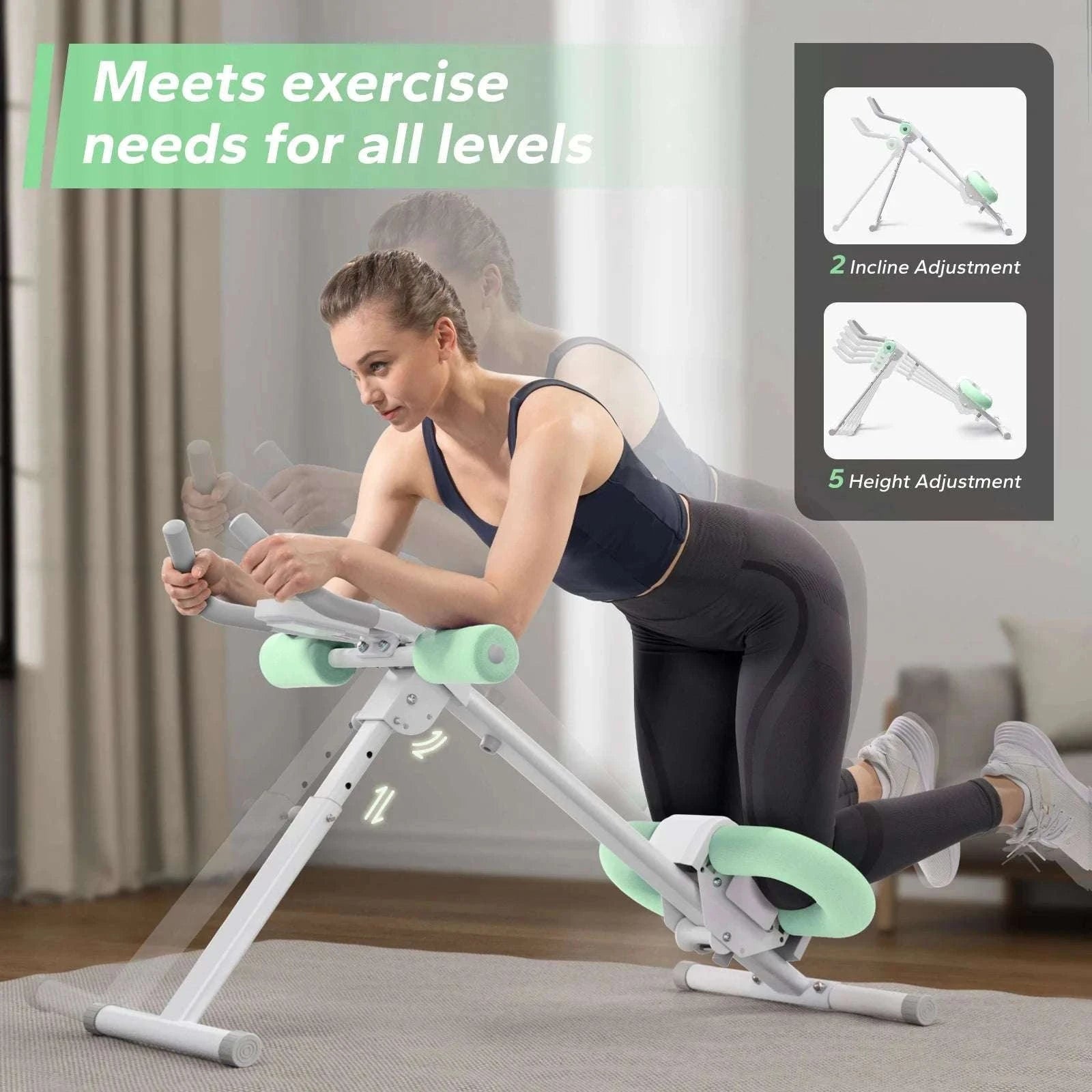 Adjustable Ab Trainer Machine Foldable Core Workout with LCD Monitor-2314B / United States
