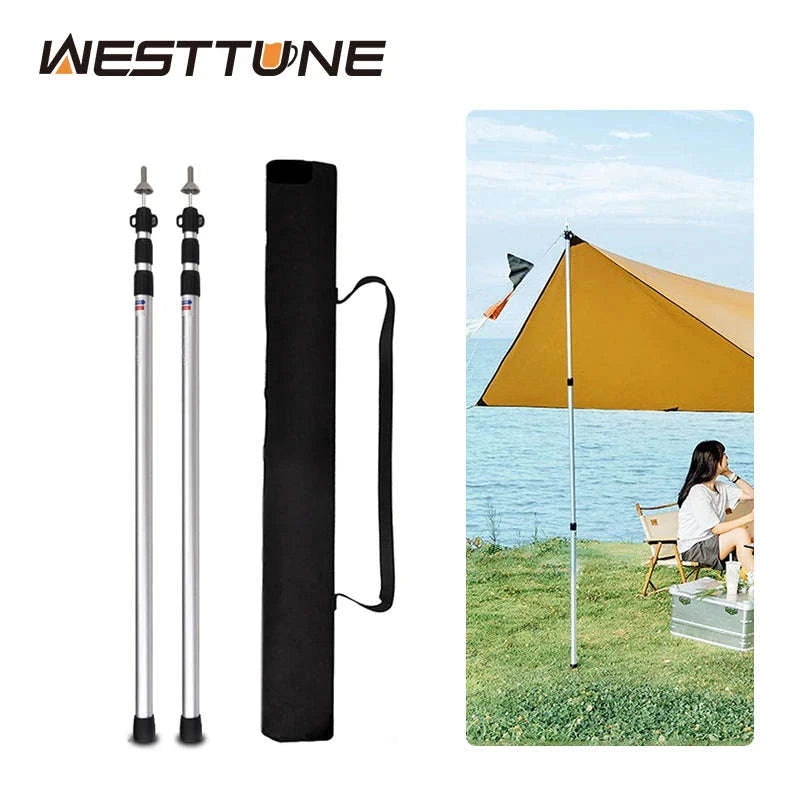 Adjustable Aluminum Camping Tarp Poles Set, 2 Pieces-2.3M Red 2PCS