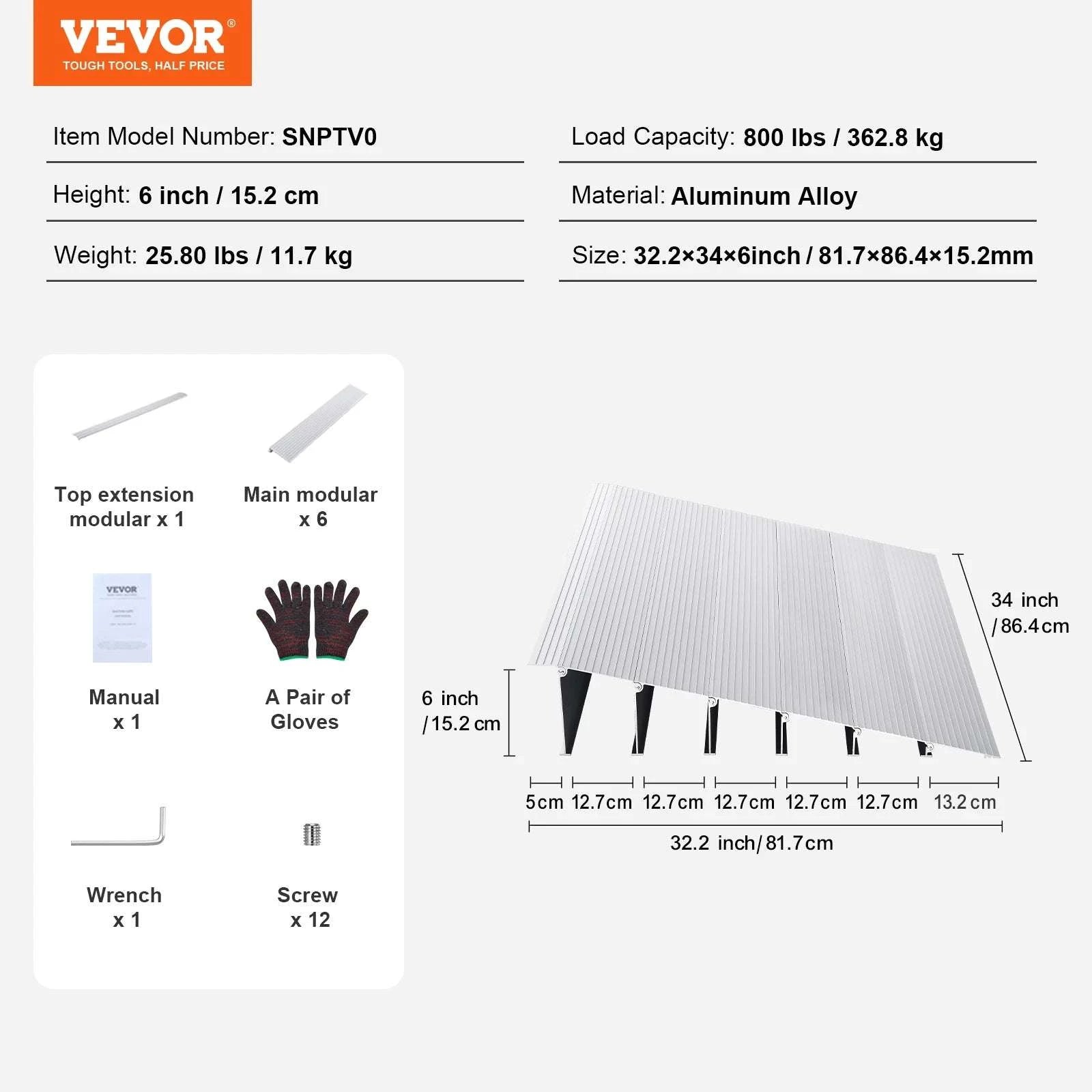 Adjustable Aluminum Door Threshold Ramp 800 lbs for Wheelchairs-2in / UNITED KINGDOM