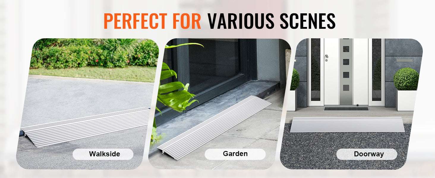 Adjustable Aluminum Door Threshold Ramp 800 lbs for Wheelchairs-2in / UNITED KINGDOM