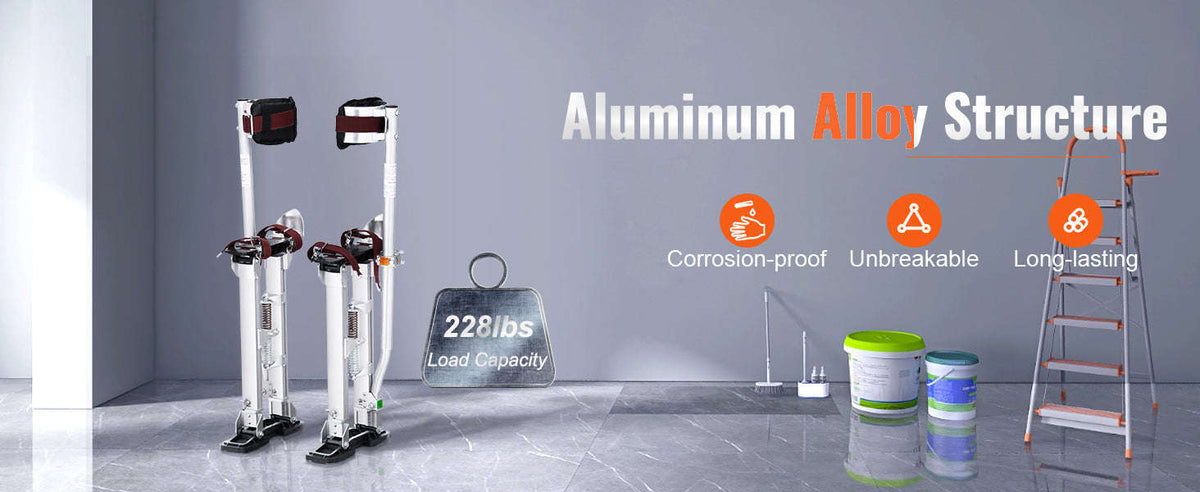 Adjustable Aluminum Drywall Stilts 18-30 in with Protective Knee Pads-18in / United States