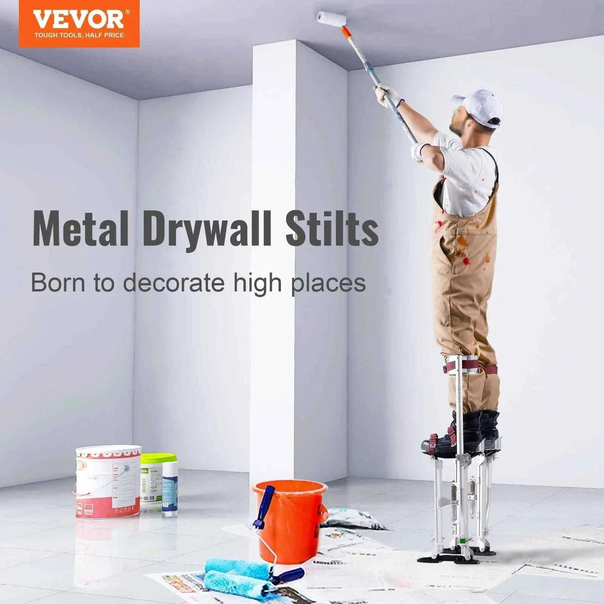 Adjustable Aluminum Drywall Stilts 18-30 in with Protective Knee Pads-18in / United States