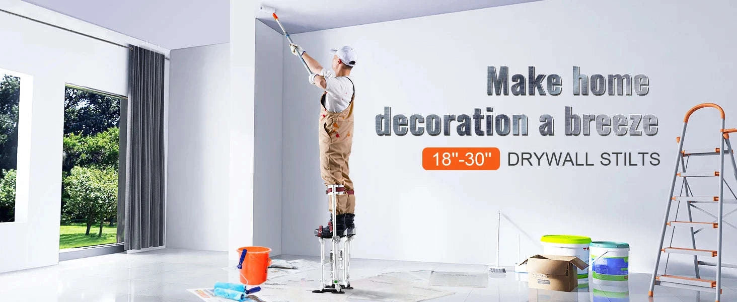 Adjustable Aluminum Drywall Stilts 18-30 in with Protective Knee Pads-18in / United States