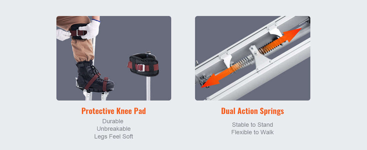 Adjustable Aluminum Drywall Stilts 18-30 in with Protective Knee Pads-18in / United States