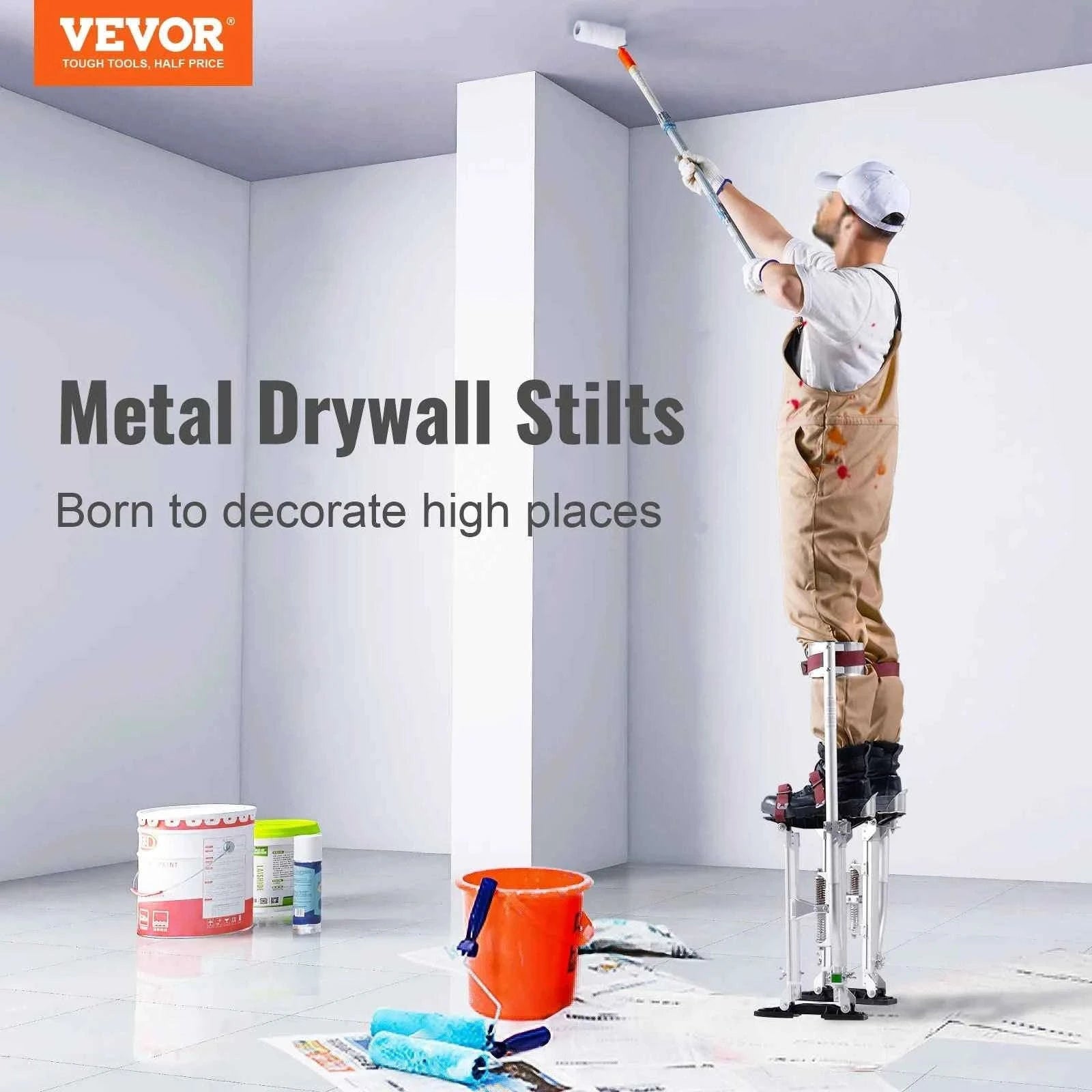 Adjustable Aluminum Drywall Stilts 18-30 in with Protective Knee Pads-18in / United States