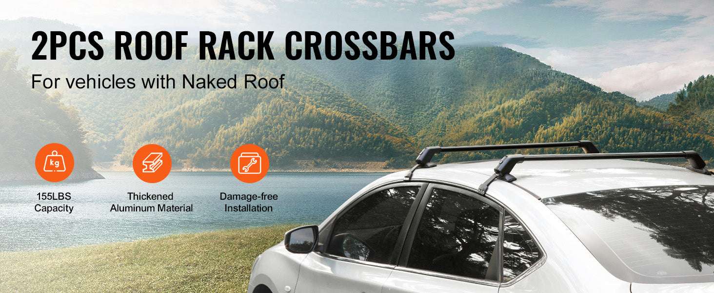 Adjustable Aluminum Roof Rack Crossbars 155lbs Load with Lock-UNITED KINGDOM