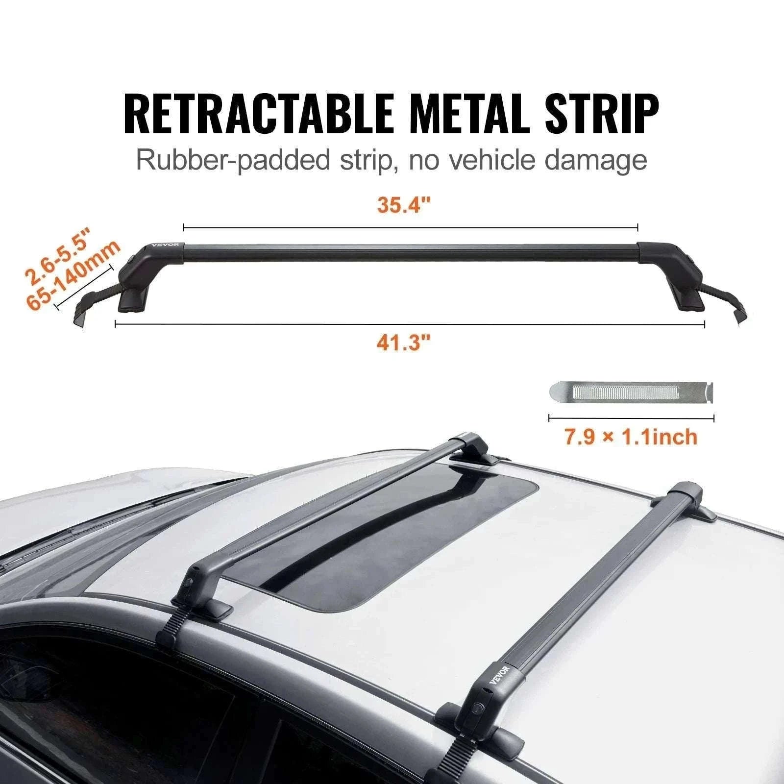 Adjustable Aluminum Roof Rack Crossbars 155lbs Load with Lock-UNITED KINGDOM