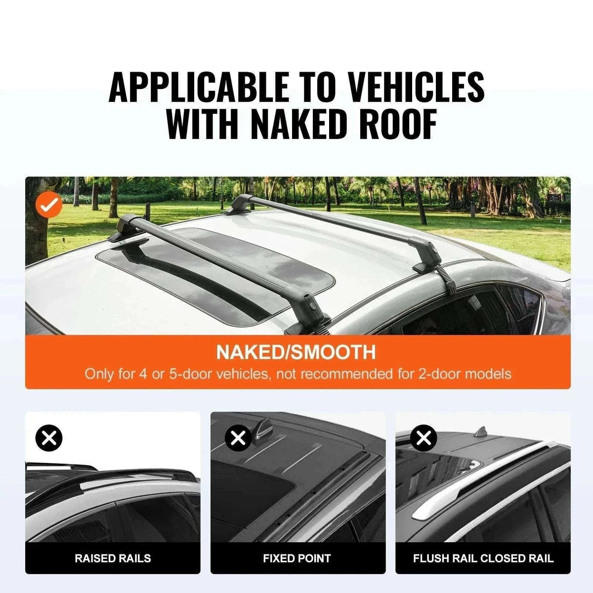 Adjustable Aluminum Roof Rack Crossbars 155lbs Load with Lock-UNITED KINGDOM