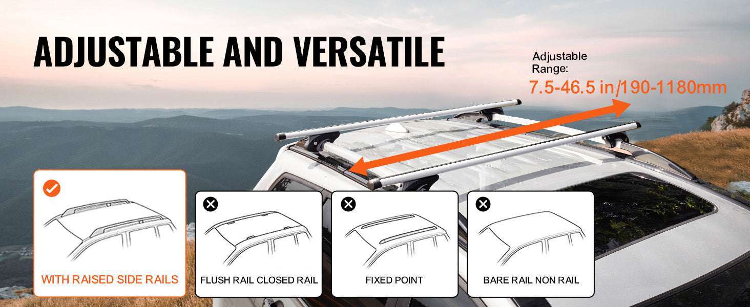 Adjustable Aluminum Roof Rack Crossbars 200lbs for SUVs & Sedans-france