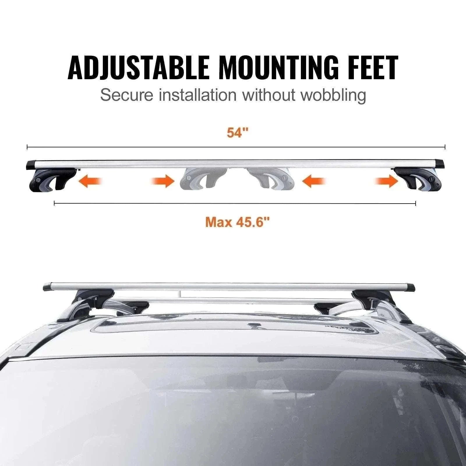 Adjustable Aluminum Roof Rack Crossbars 200lbs for SUVs & Sedans-france